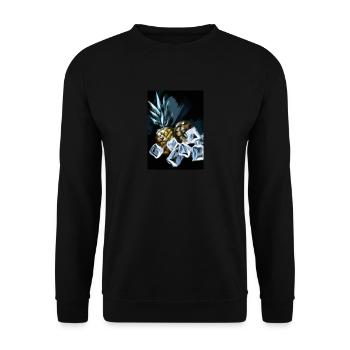 Ananas und Eiswürfel - Unisex Pullover - Schwarz - Vorne - Alina (178cm) & Michal (187cm)