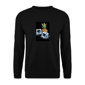 Ananas und Eiswürfel - Unisex Pullover - Schwarz - Vorne - Alina (178cm) & Michal (187cm)