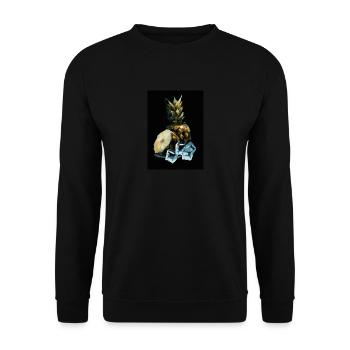Ananas und Eiswürfel - Unisex Pullover - Schwarz - Vorne - Alina (178cm) & Michal (187cm)