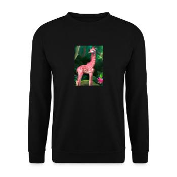 Rosa Giraffe - Unisex Pullover - Schwarz - Vorne - Alina (178cm) & Michal (187cm)