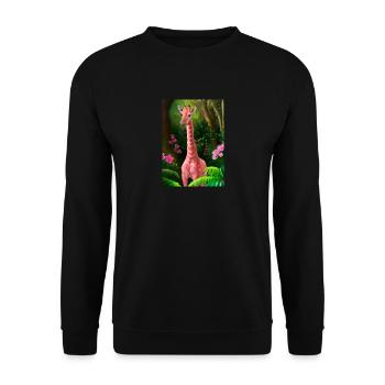 Rosa Giraffe - Unisex Pullover - Schwarz - Vorne - Alina (178cm) & Michal (187cm)