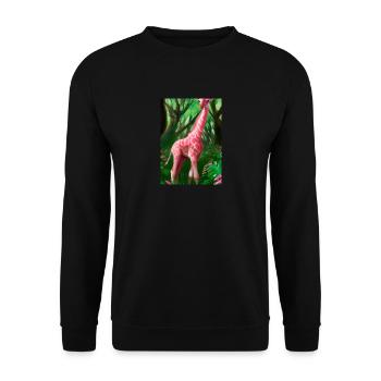 Rosa Giraffe - Unisex Pullover - Schwarz - Vorne - Alina (178cm) & Michal (187cm)