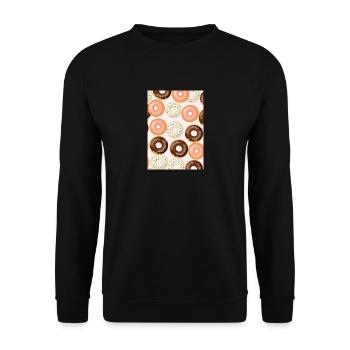 Donuts-Muster - Unisex Pullover - Schwarz - Vorne - Alina (178cm) & Michal (187cm)