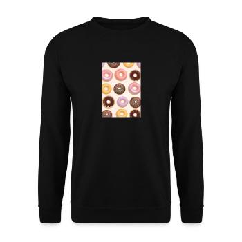 Donuts-Muster - Unisex Pullover - Schwarz - Vorne - Alina (178cm) & Michal (187cm)