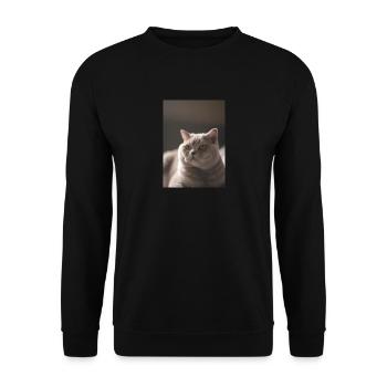 Britische Kurzhaarkatze - Unisex Pullover - Schwarz - Vorne - Alina (178cm) & Michal (187cm)