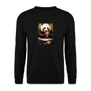 Panda isst Fast Food - Unisex Pullover - Schwarz - Vorne - Alina (178cm) & Michal (187cm)