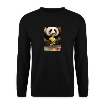 Panda isst Fast Food - Unisex Pullover - Schwarz - Vorne - Alina (178cm) & Michal (187cm)