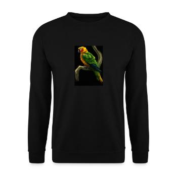Papagei auf einem Baum - Unisex Pullover - Schwarz - Vorne - Alina (178cm) & Michal (187cm)