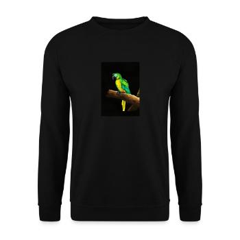 Papagei auf einem Baum - Unisex Pullover - Schwarz - Vorne - Alina (178cm) & Michal (187cm)