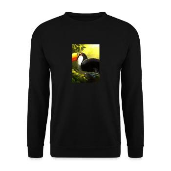 Tukan im Dschungel - Unisex Pullover - Schwarz - Vorne - Alina (178cm) & Michal (187cm)