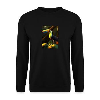 Tukan im Dschungel - Unisex Pullover - Schwarz - Vorne - Alina (178cm) & Michal (187cm)