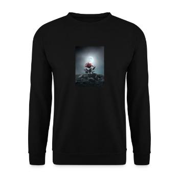 Rose auf dem Mond - Unisex Pullover - Schwarz - Vorne - Alina (178cm) & Michal (187cm)