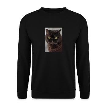 Britisch Kurzhaar Grüne Augen - Unisex Pullover - Schwarz - Vorne - Alina (178cm) & Michal (187cm)
