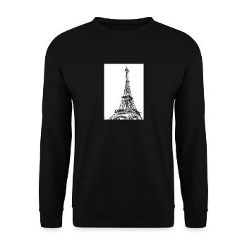 Eiffelturm-Gemälde - Unisex Pullover - Schwarz - Vorne - Alina (178cm) & Michal (187cm)