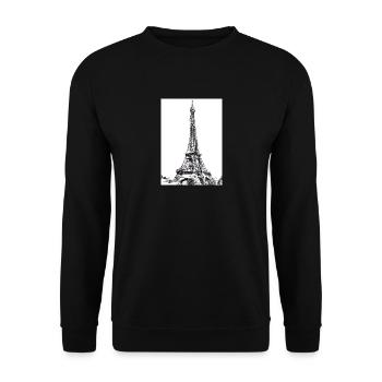 Eiffelturm-Gemälde - Unisex Pullover - Schwarz - Vorne - Alina (178cm) & Michal (187cm)