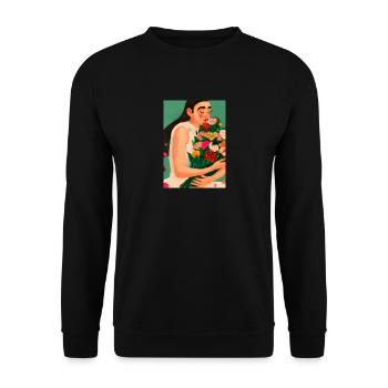 Frauen mit Blumen - Unisex Pullover - Schwarz - Vorne - Alina (178cm) & Michal (187cm)