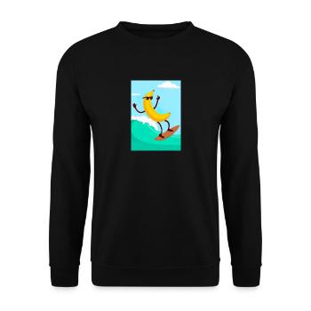 Surfen Banane - Unisex Pullover - Schwarz - Vorne - Alina (178cm) & Michal (187cm)