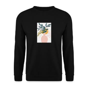 Florale Blumenformen - Unisex Pullover - Schwarz - Vorne - Alina (178cm) & Michal (187cm)