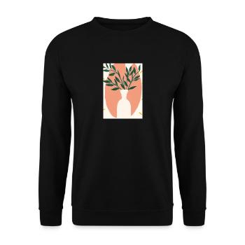 Florale Blumenformen - Unisex Pullover - Schwarz - Vorne - Alina (178cm) & Michal (187cm)
