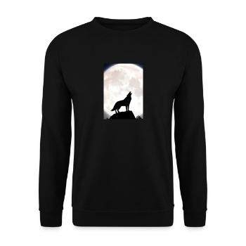 Wolf bei Nacht - Unisex Pullover - Schwarz - Vorne - Alina (178cm) & Michal (187cm)