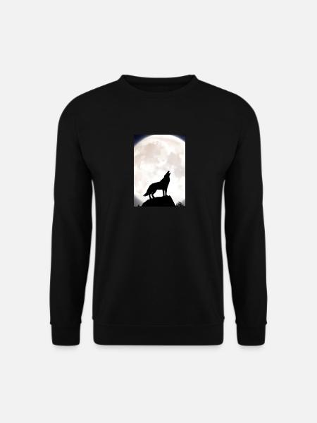Wolf bei Nacht - Unisex Pullover - Schwarz