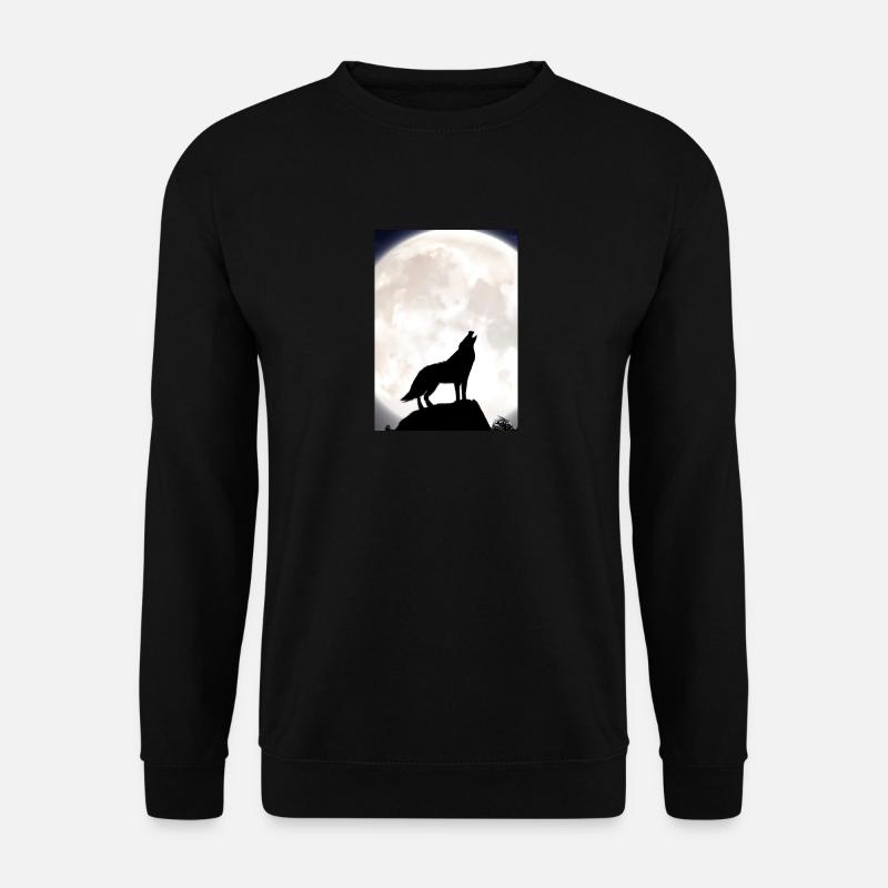 Wolf bei Nacht - Unisex Pullover - Schwarz