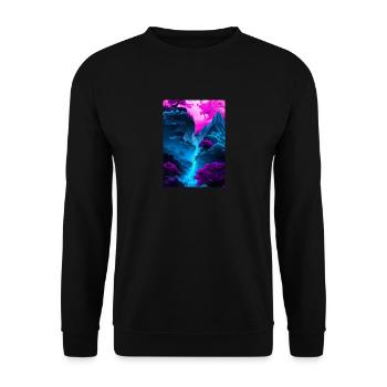 Mystischer Wasserfall - Unisex Pullover - Schwarz - Vorne - Alina (178cm) & Michal (187cm)