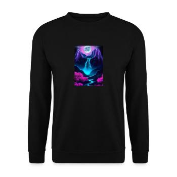 Mystischer Wasserfall - Unisex Pullover - Schwarz - Vorne - Alina (178cm) & Michal (187cm)