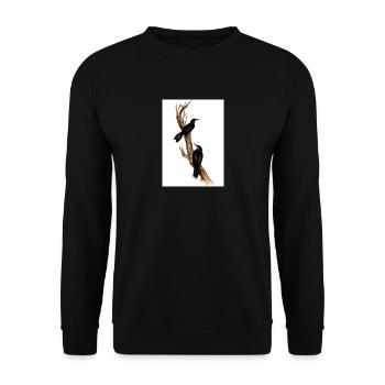 Vögel auf einem Zweig - Unisex Pullover - Schwarz - Vorne - Alina (178cm) & Michal (187cm)
