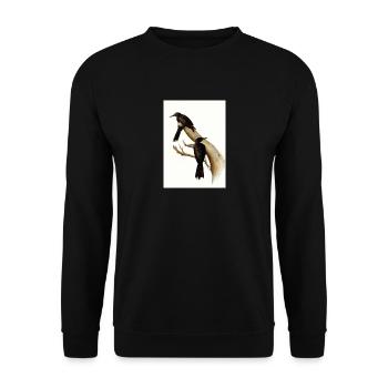 Vögel auf einem Zweig - Unisex Pullover - Schwarz - Vorne - Alina (178cm) & Michal (187cm)