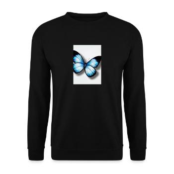 Blauer Schmetterling - Unisex Pullover - Schwarz - Vorne - Alina (178cm) & Michal (187cm)