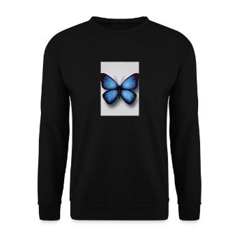 Blauer Schmetterling - Unisex Pullover - Schwarz - Vorne - Alina (178cm) & Michal (187cm)