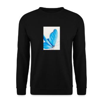 Blauer Schmetterling - Unisex Pullover - Schwarz - Vorne - Alina (178cm) & Michal (187cm)