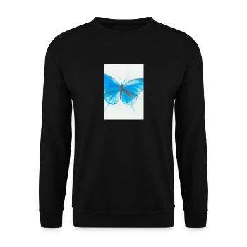 Blauer Schmetterling - Unisex Pullover - Schwarz - Vorne - Alina (178cm) & Michal (187cm)