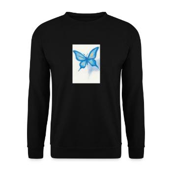 Blauer Schmetterling - Unisex Pullover - Schwarz - Vorne - Alina (178cm) & Michal (187cm)