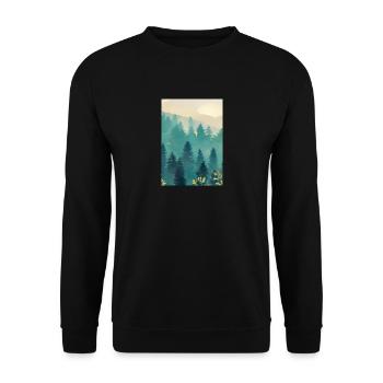 Nebliger Wald - Unisex Pullover - Schwarz - Vorne - Alina (178cm) & Michal (187cm)