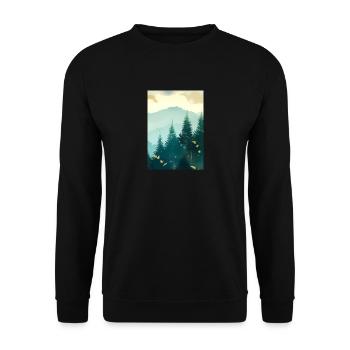 Nebliger Wald - Unisex Pullover - Schwarz - Vorne - Alina (178cm) & Michal (187cm)