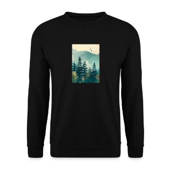 Nebliger Wald - Unisex Pullover - Schwarz - Vorne - Alina (178cm) & Michal (187cm)