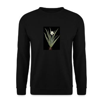Frontlicht Blume - Unisex Pullover - Schwarz - Vorne - Alina (178cm) & Michal (187cm)