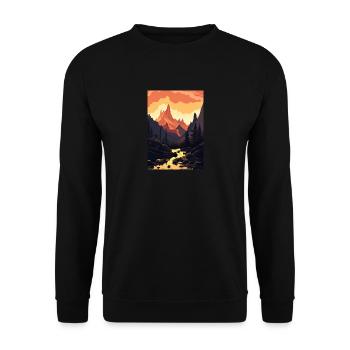 Sonnenuntergang Wald - Unisex Pullover - Schwarz - Vorne - Alina (178cm) & Michal (187cm)