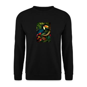 Dschungel-Tukan - Unisex Pullover - Schwarz - Vorne - Alina (178cm) & Michal (187cm)