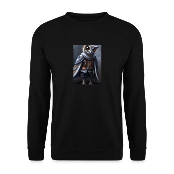 Ritter Eule - Unisex Pullover - Schwarz - Vorne - Alina (178cm) & Michal (187cm)