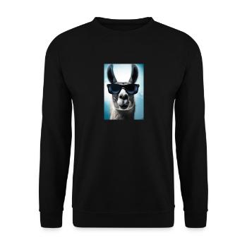 Lama mit Sonnenbrille - Unisex Pullover - Schwarz - Vorne - Alina (178cm) & Michal (187cm)