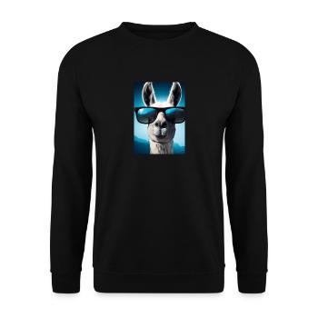 Lama mit Sonnenbrille - Unisex Pullover - Schwarz - Vorne - Alina (178cm) & Michal (187cm)