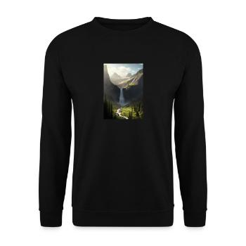 Wasserfall in der Natur - Unisex Pullover - Schwarz - Vorne - Alina (178cm) & Michal (187cm)