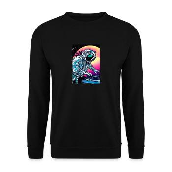 Astronaut DJ im Weltraum - Unisex Pullover - Schwarz - Vorne - Alina (178cm) & Michal (187cm)