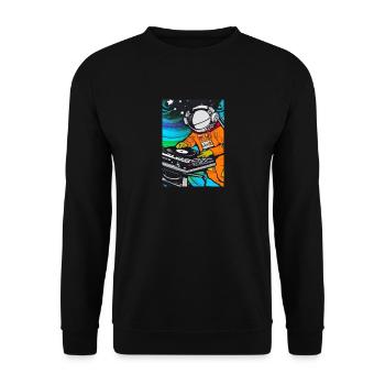 Astronaut DJ im Weltraum - Unisex Pullover - Schwarz - Vorne - Alina (178cm) & Michal (187cm)
