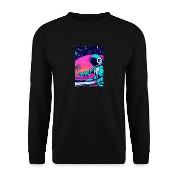 Astronaut DJ im Weltraum - Unisex Pullover - Schwarz - Vorne - Alina (178cm) & Michal (187cm)