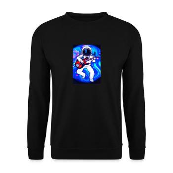 Astronaut spielt Gitarre - Unisex Pullover - Schwarz - Vorne - Alina (178cm) & Michal (187cm)