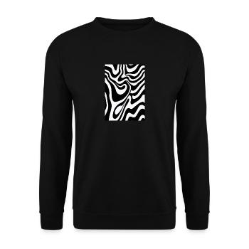 Abstrakte Flüssigkeitswirbel - Unisex Pullover - Schwarz - Vorne - Alina (178cm) & Michal (187cm)